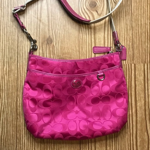 Coach Hot Pink Monogram Canvas Crossbody Bag - Picture 13 of 16